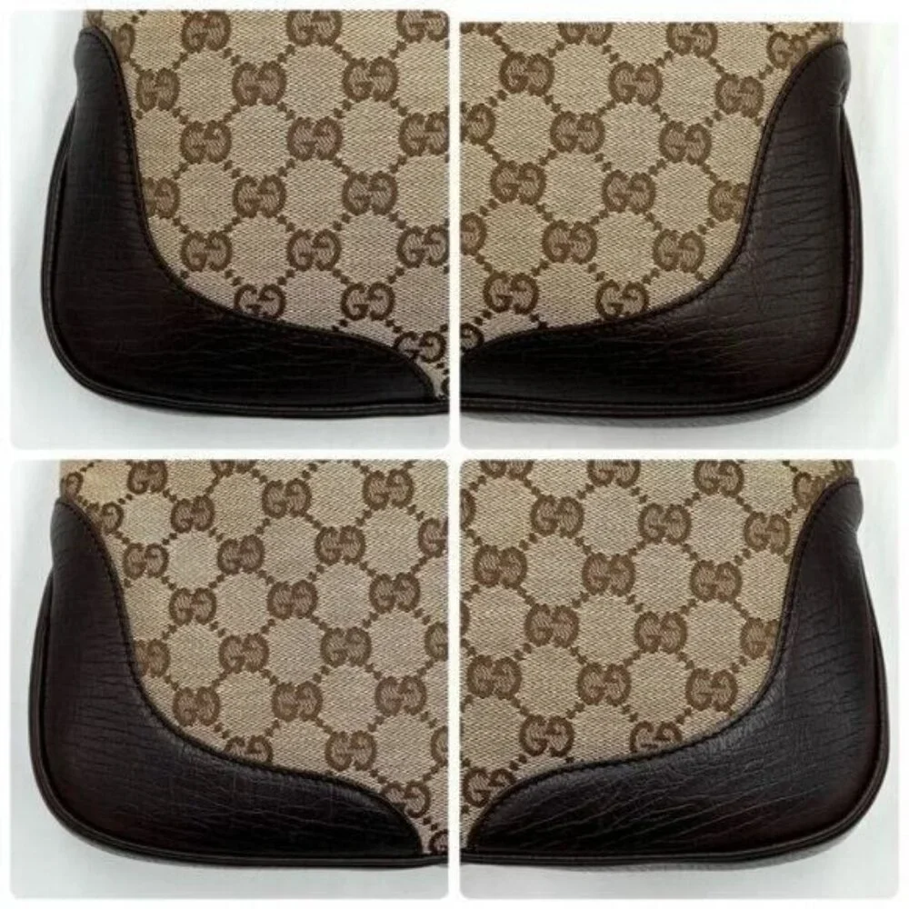 Authentic GUCCI GG Jackie Sherry Web Canvas Handbag Shoulder Bag Charm Ophidia - Picture 12 of 13